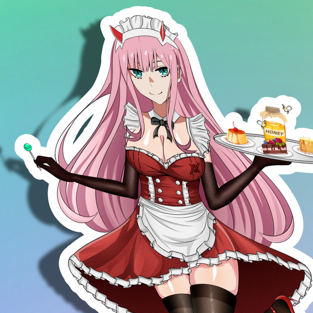 02 ZeroTwo Maid Full Body Kiss-Cut Vinyl Decal