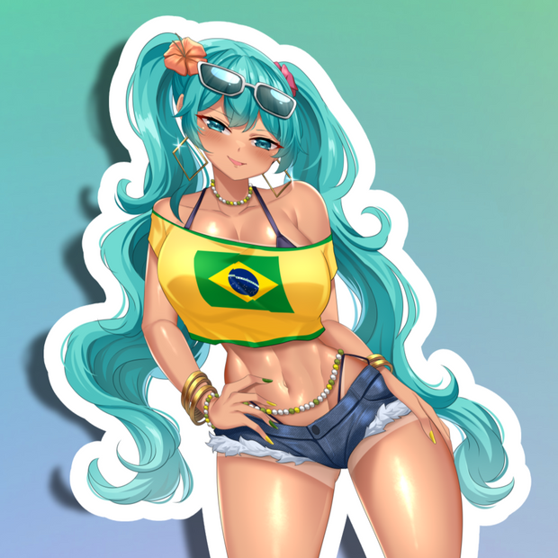 Brazilian Hatsune Miku Full Body Kiss-Cut Vinyl Decal