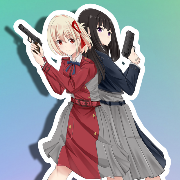 Chisato and Takina Full Body Kiss-Cut Vinyl Decal