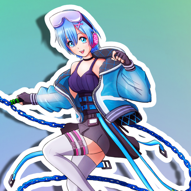 Rem Neon Full Body Kiss-Cut Vinyl Decal