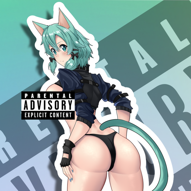 Sinon Back View Neko NSFW Full Body Kiss-Cut Vinyl Decal