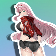 02 ZeroTwo Back View Full Body Kiss-Cut Vinyl Decal
