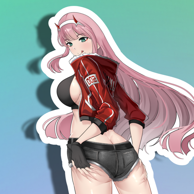 02 ZeroTwo Back View Full Body Kiss-Cut Vinyl Decal