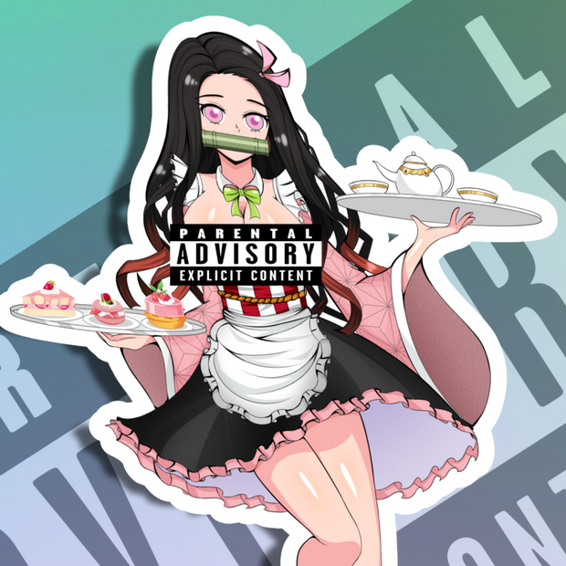 Nezuko Maid NSFW Full Body Kiss-Cut Vinyl Decal