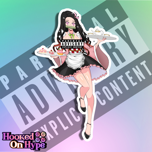 Nezuko Maid NSFW Full Body Kiss-Cut Vinyl Decal